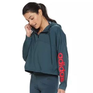 Adidas Women's Blue Windbreaker Jacket Tech Crop XS Athleisure Casual